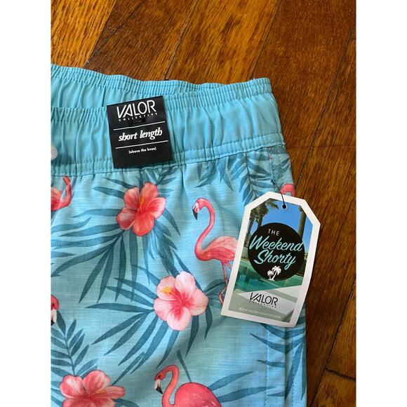 NWT Valor Hawaiian Tropical Flamingo Swim Trunks Boardshorts Men’s Size Medium - Picture 3 of 4